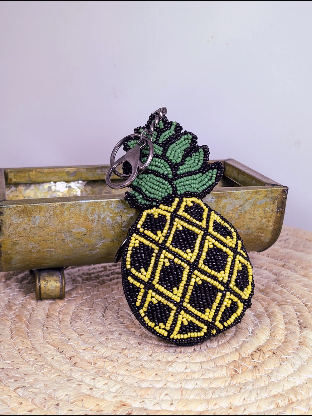 Mary Frances Hand Beaded Pineapple Keychain Wallet Summer Tropical Beach Mermaid - Picture 4 of 12